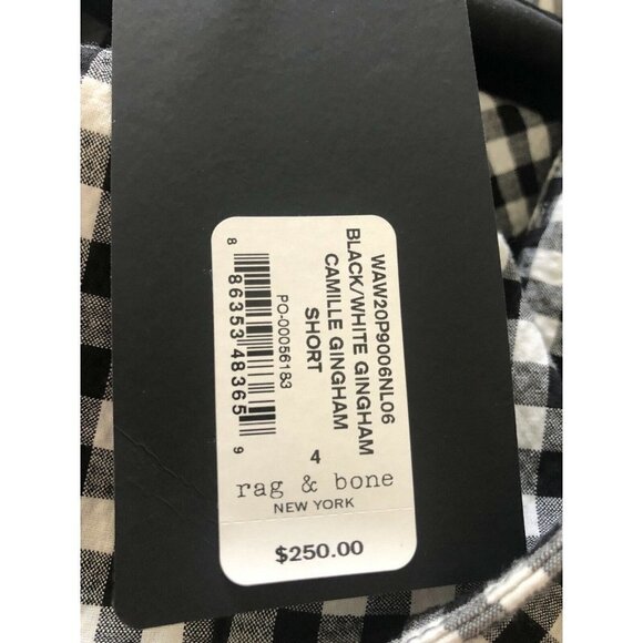 Rag & Bone Camille Gingham Shorts Size 4 Black And - Picture 6 of 7